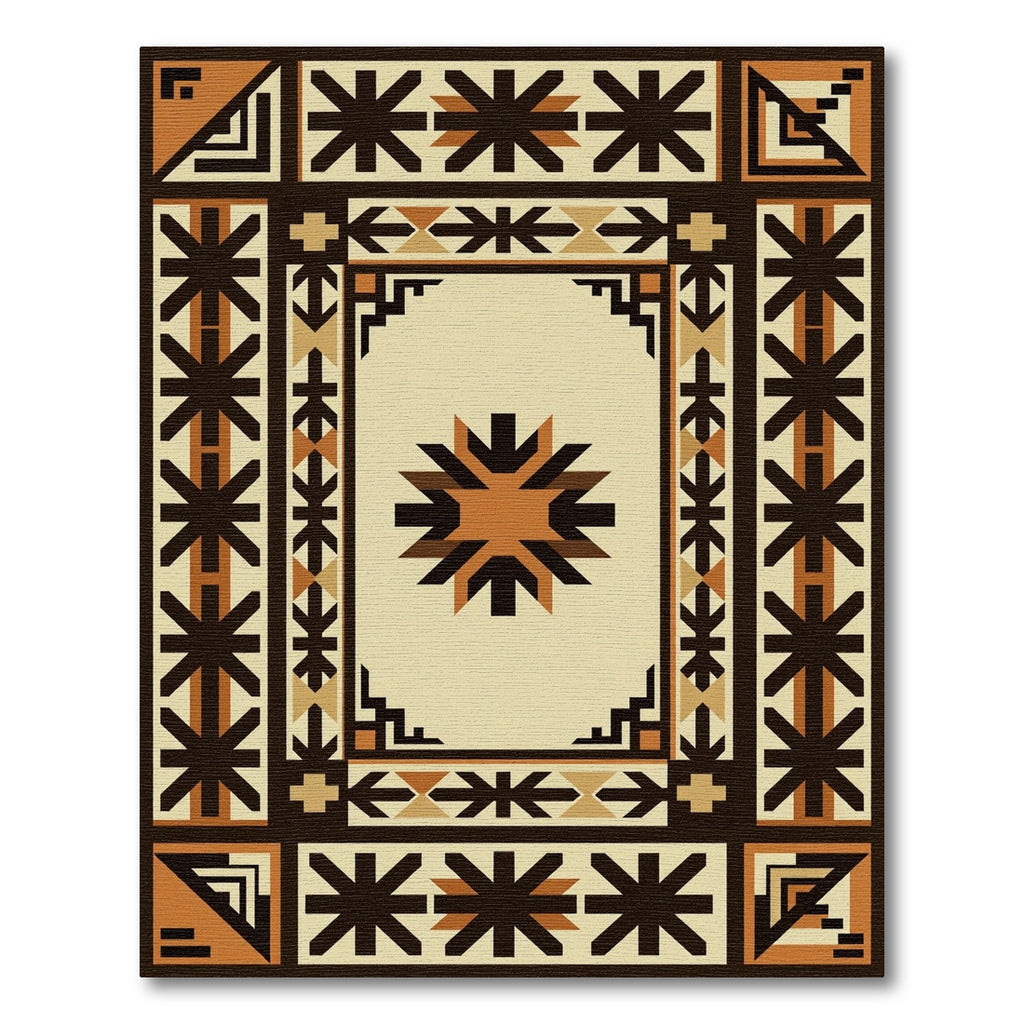 Brown Beige Geometric Starburst Array Rug