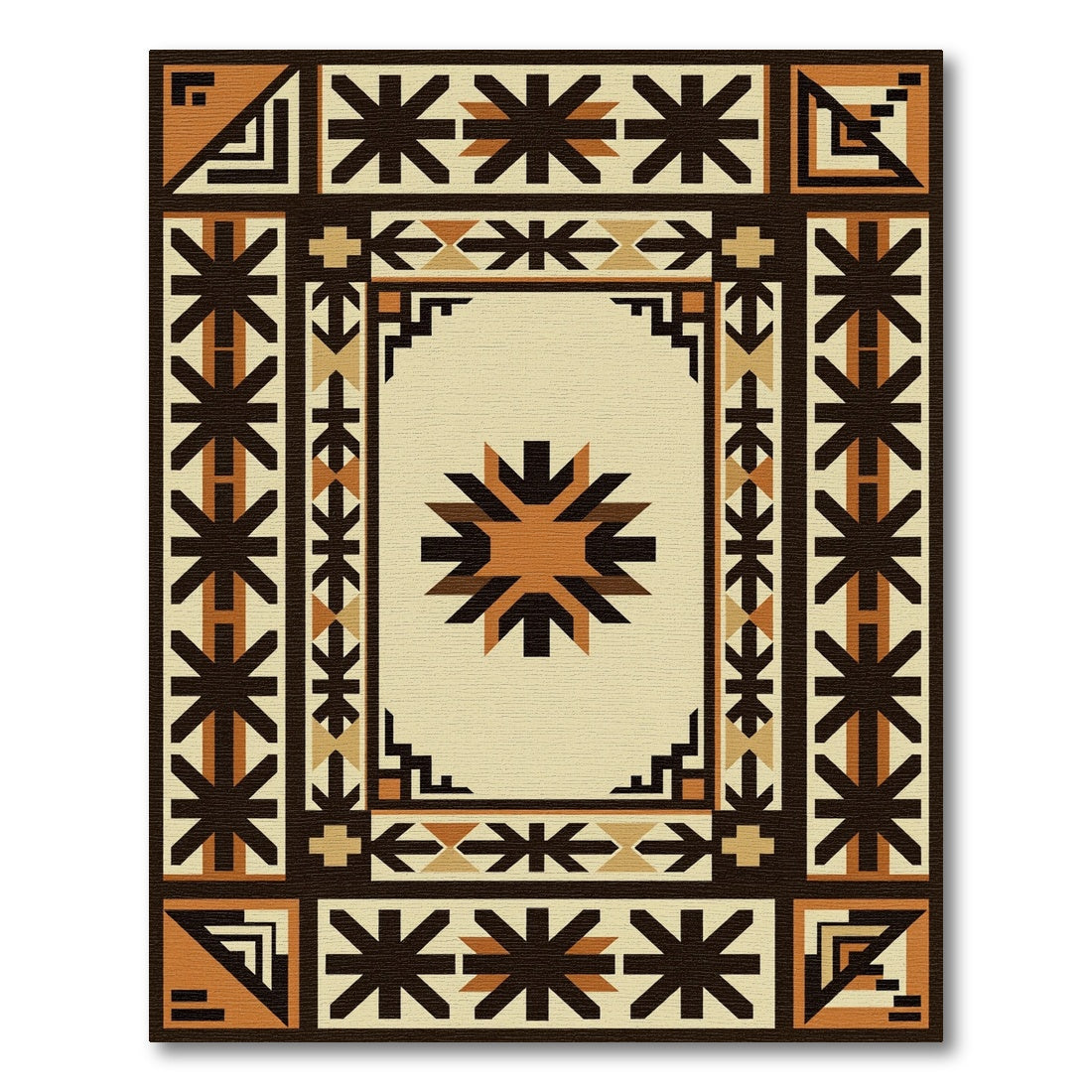Brown Beige Geometric Starburst Array Rug