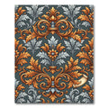 Ornate Gold and Silver Damask Rug