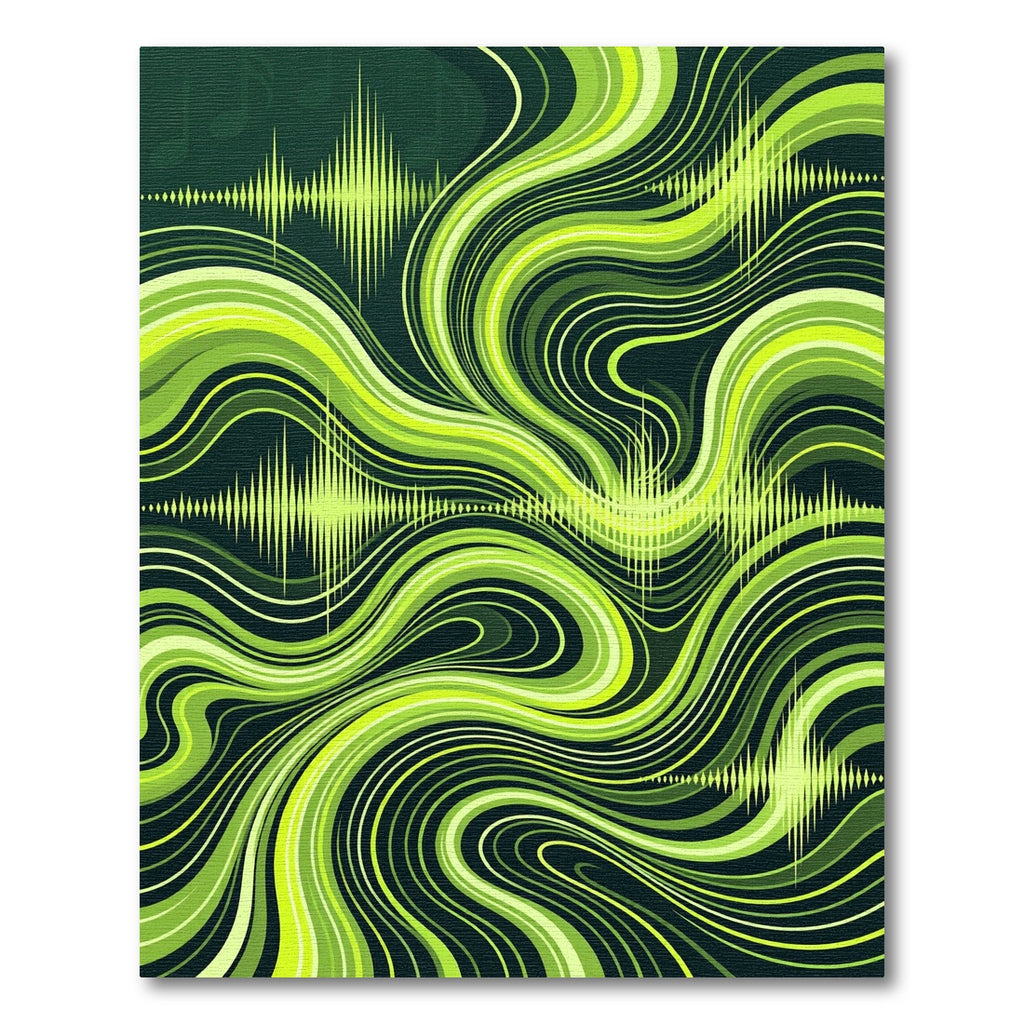 Vibrant Lime Green Sound Wave Rug