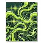 Vibrant Lime Green Sound Wave Rug