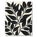 Elegant Black Leaf Branch Pattern Rug