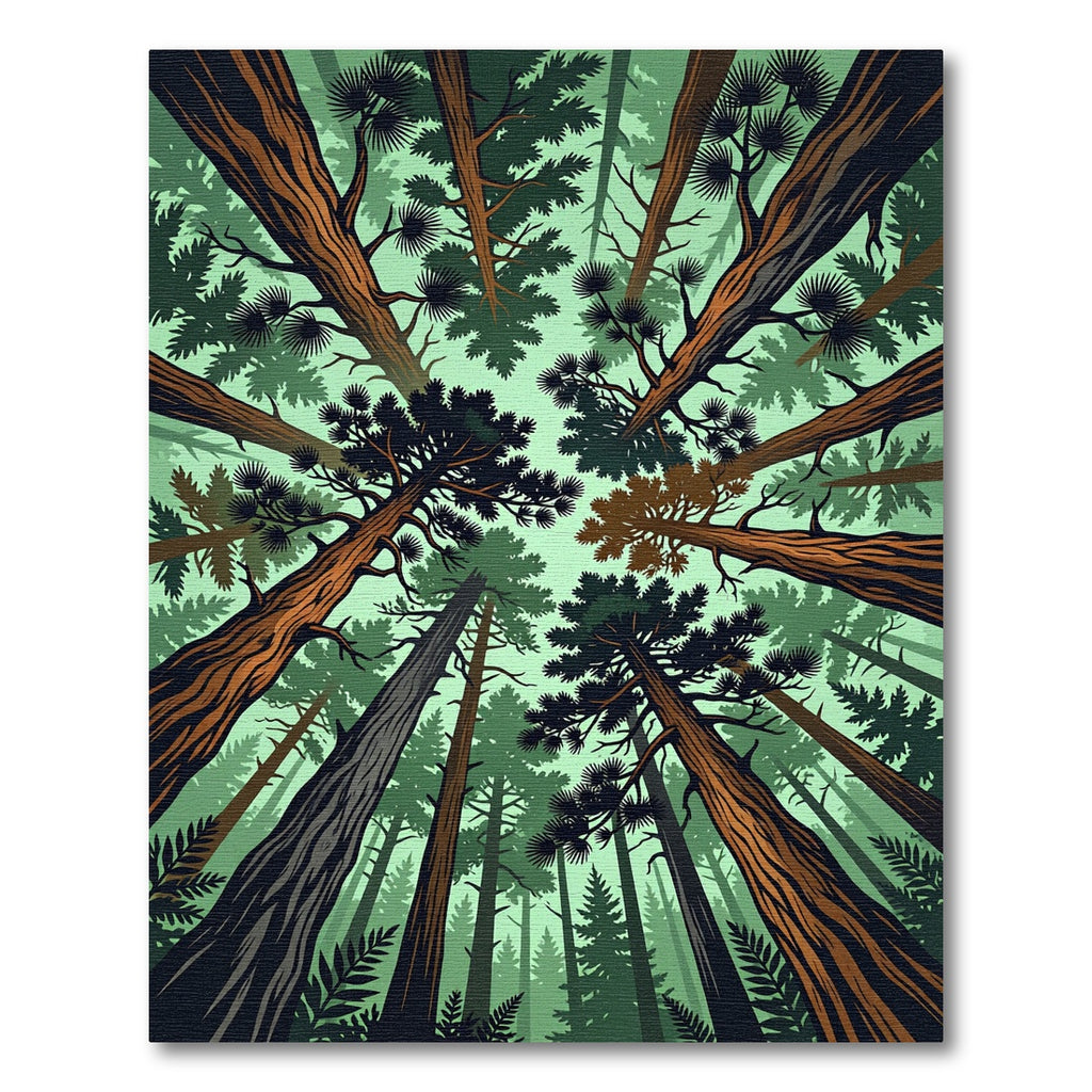 Tall Evergreen Forest Canopy View Rug