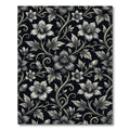 Monochromatic Floral Scroll Garden Rug