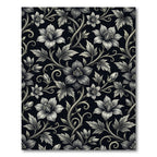 Monochromatic Floral Scroll Garden Rug