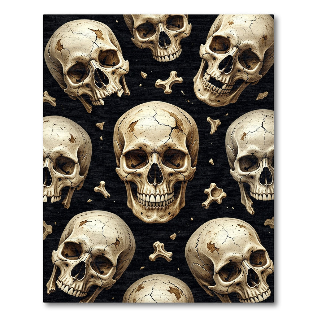 Dark Gothic Cranium Bone Scatter Rug