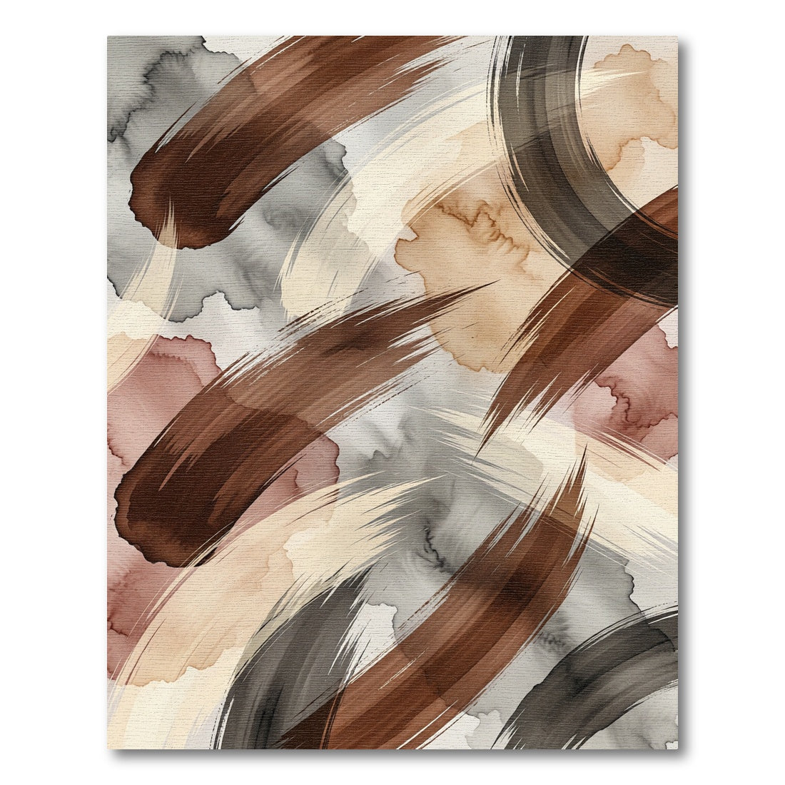 Earthy Toned Abstract Brush Strokes Rug