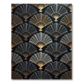 Gold Navy Fan Lattice Rug