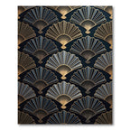 Gold Navy Fan Lattice Rug