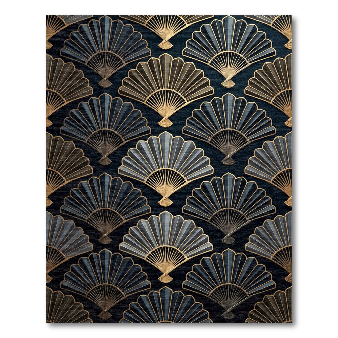 Gold Navy Fan Lattice Rug