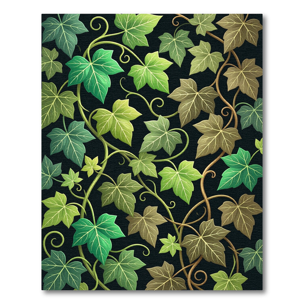 Green Ivy Leaves Vine Composition Rug