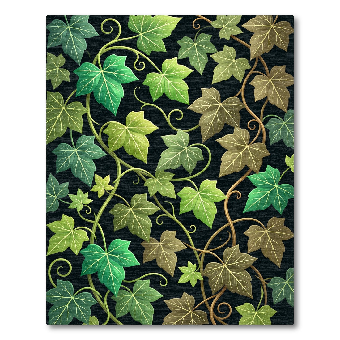 Green Ivy Leaves Vine Composition Rug
