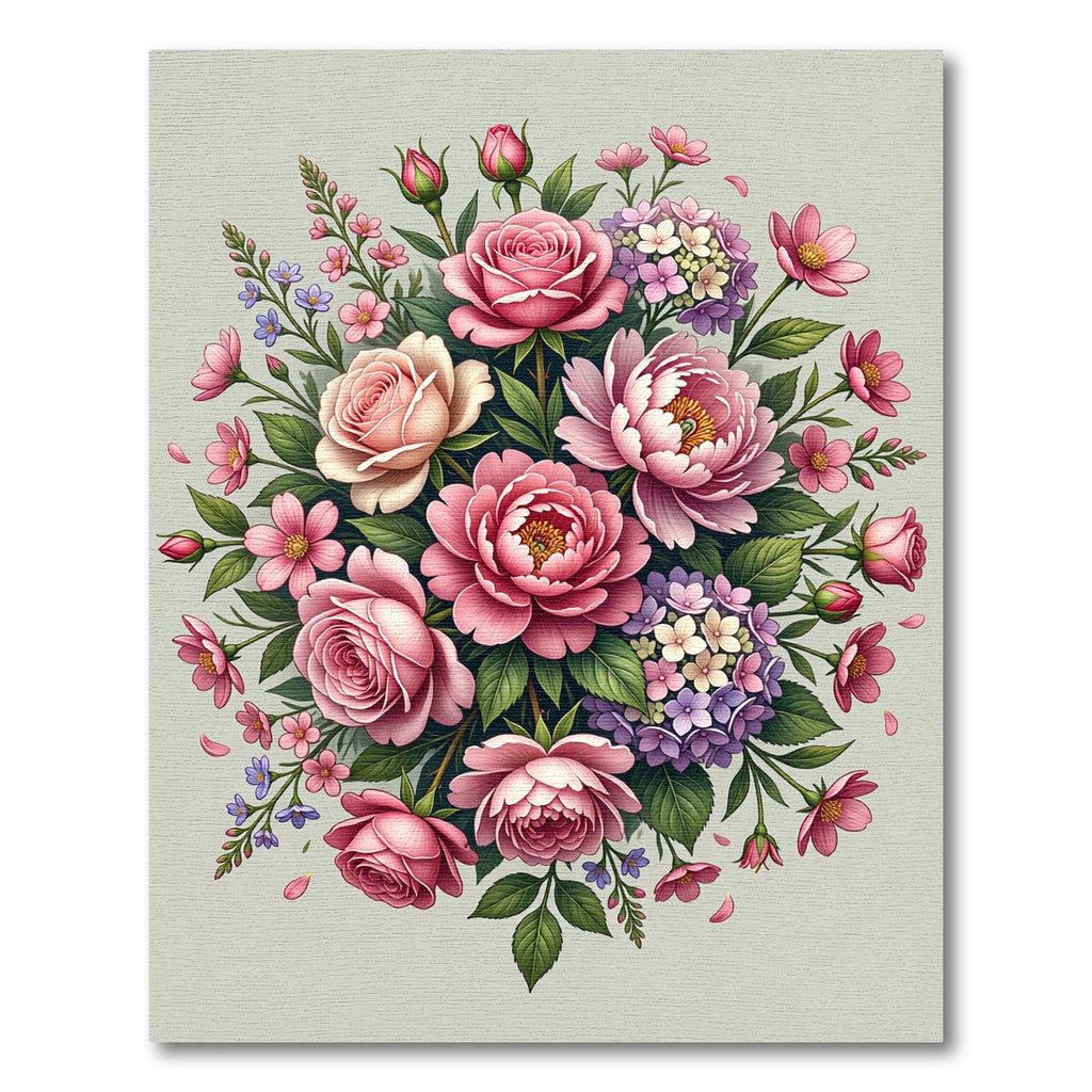 Elegant Pastel Pink Floral Bouquet Rug