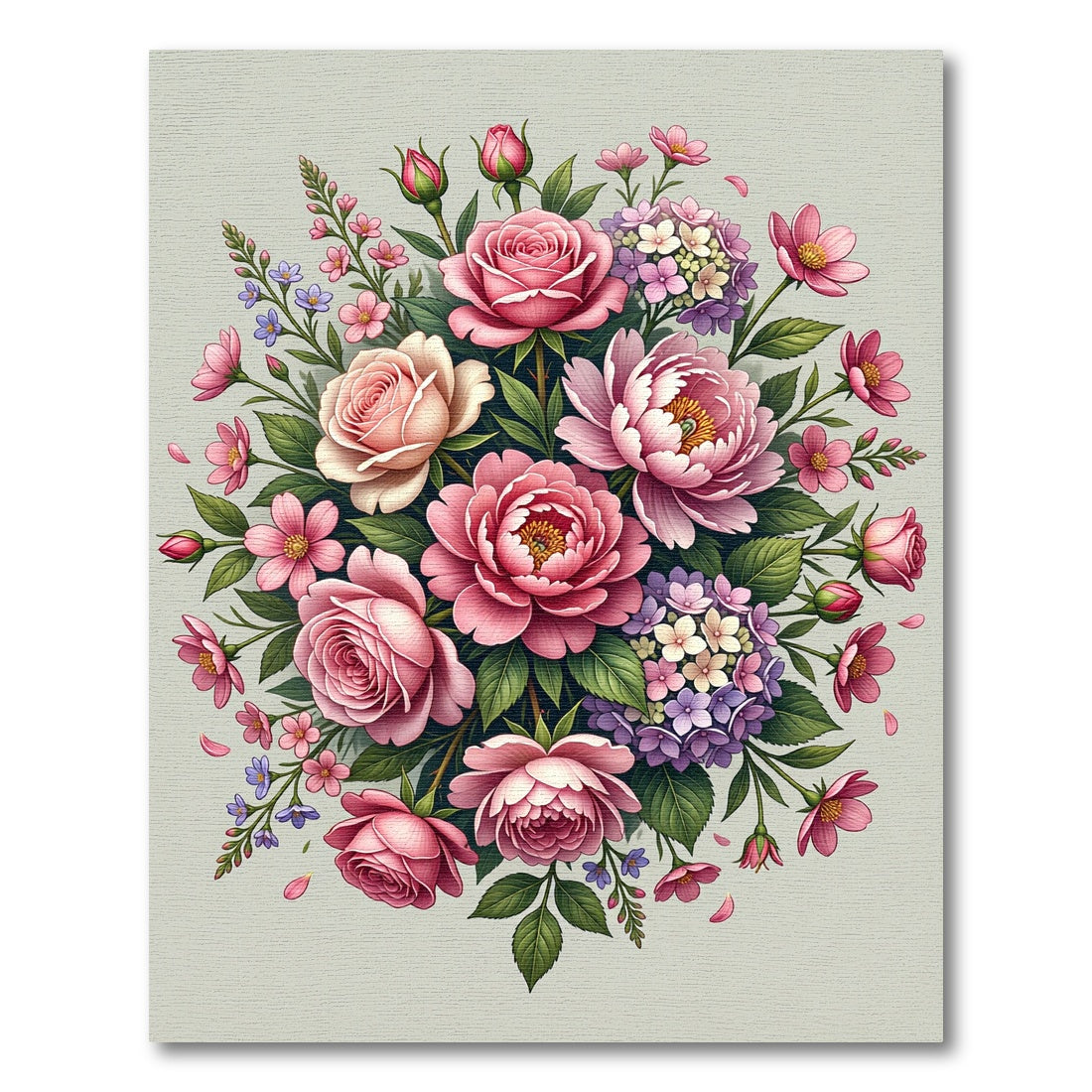 Elegant Pastel Pink Floral Bouquet Rug