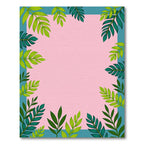 Green Leafy Teal Pink Border Rug
