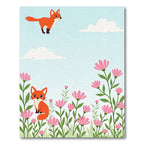 Whimsical Red Fox Garden Bloom Rug