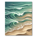 Abstract Teal Coastal Ocean Wave Rug