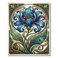 Art Nouveau Blue Lily Peacock Jewel Rug
