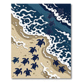 Playful Navy Sea Turtle Ocean Shore Rug