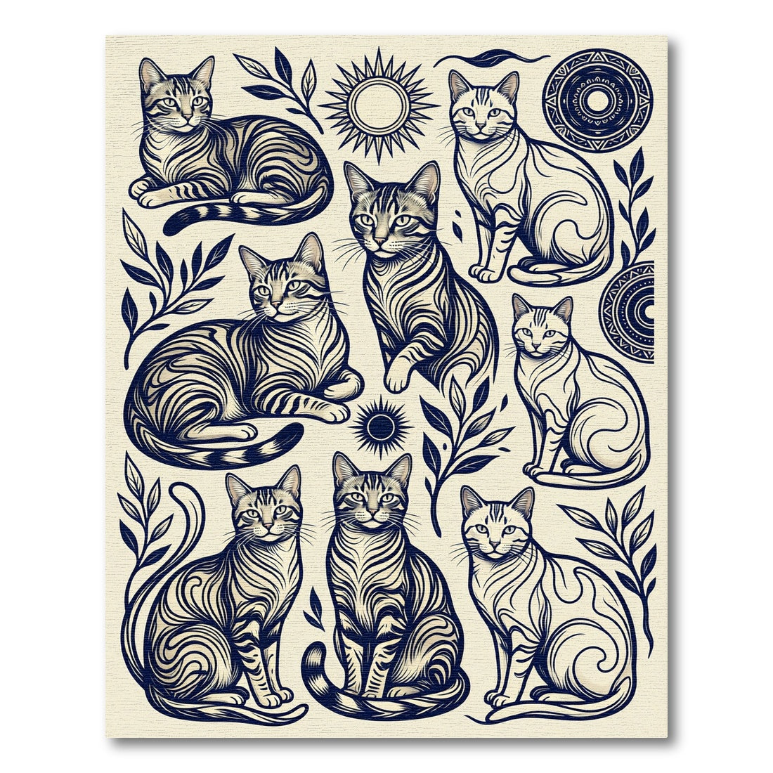 Minimalist Monochrome Feline Sun Art Rug