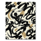 Dynamic Black Figure Brushstroke Dance Rug