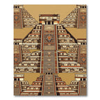 Ancient Temple Terracotta Geometric Layout Rug