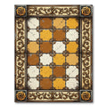 Ornate Tan and Brown Checkerboard Tile Rug