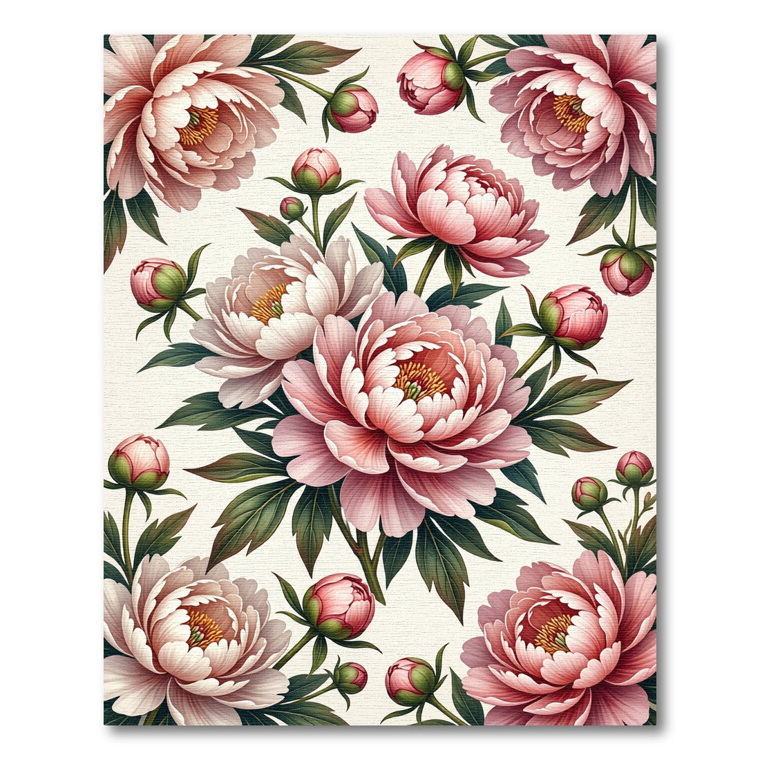 Elegant Pink Peony Floral Garden Rug