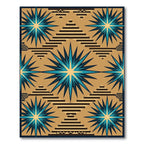 Bold Turquoise Starburst Terrace Pattern Rug
