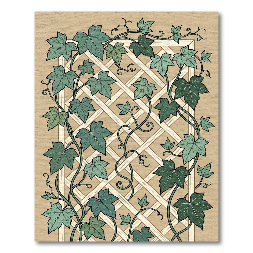 Sage Green Ivy Trellis Botanical Rug