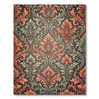 Coral And Gray Floral Acanthus Rug