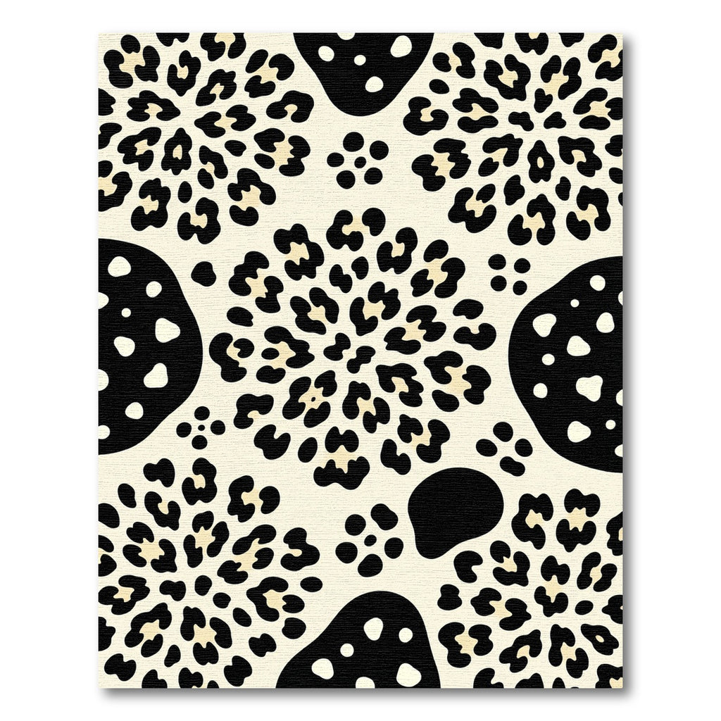Bold Leopard Abstract Floral Cream Rug