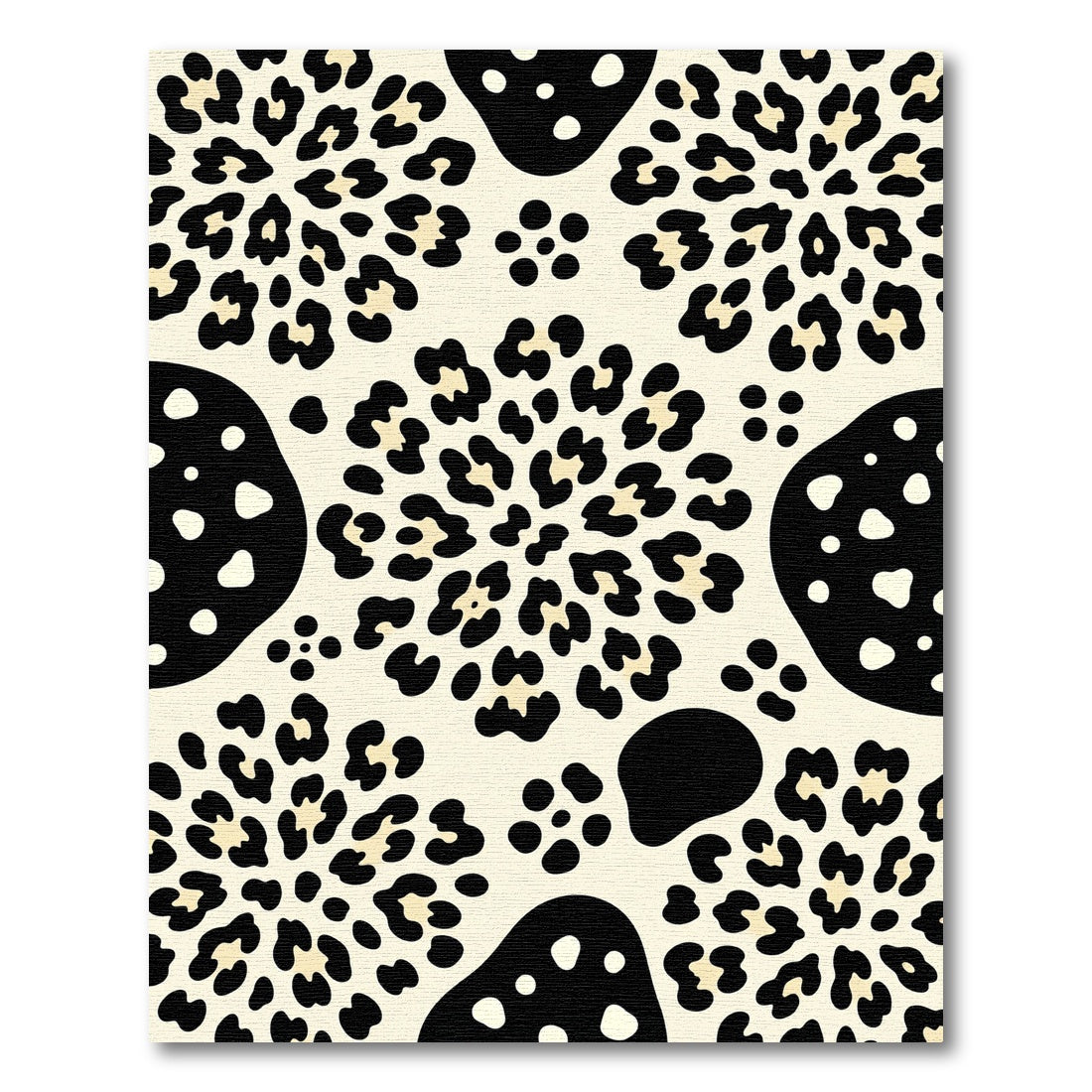 Bold Leopard Abstract Floral Cream Rug
