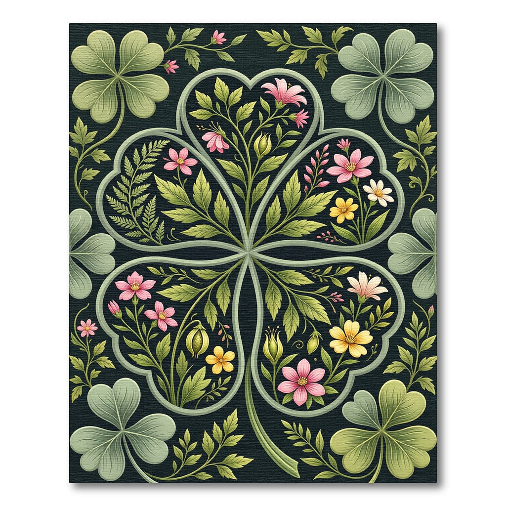 Botanical Four Leaf Clover Garden Rug