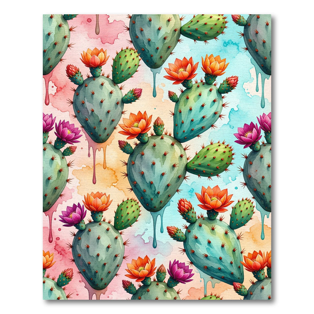 Watercolor Cactus Blossom Pastel Palette Rug