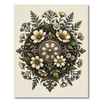 Elegant Cream Botanical Medallion Floral Rug