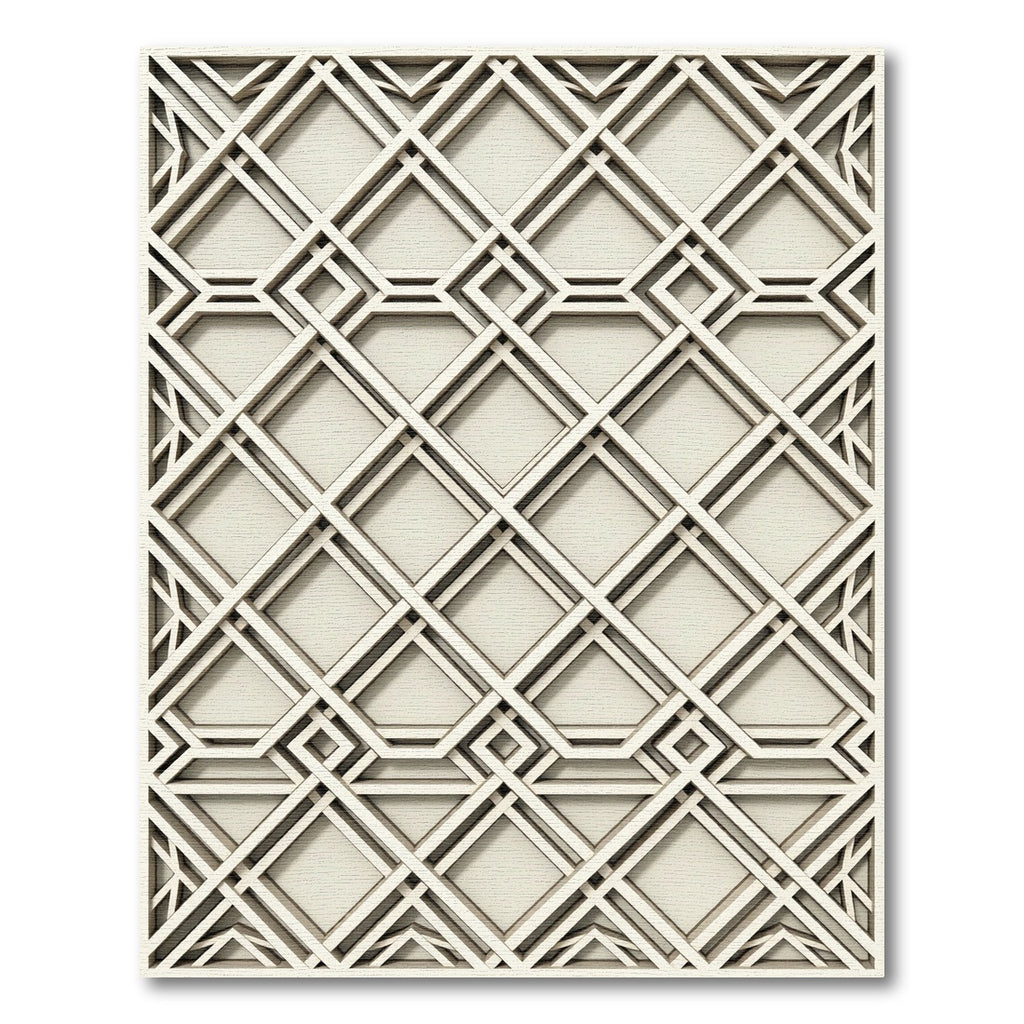 Cream Ivory Interlocking Geometric Diamond Rug