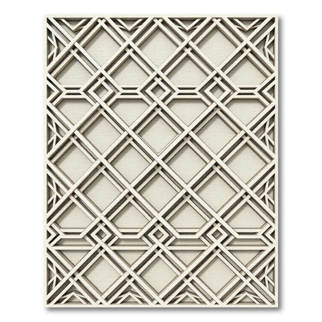Cream Ivory Interlocking Geometric Diamond Rug