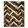 Antique Brown Bookshelf Zigzag Geometric Rug