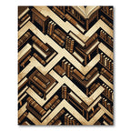 Antique Brown Bookshelf Zigzag Geometric Rug