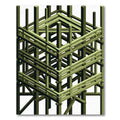 Green Geometric Rebar Abstraction Rug
