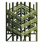 Green Geometric Rebar Abstraction Rug