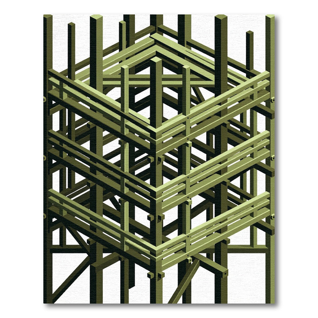 Green Geometric Rebar Abstraction Rug