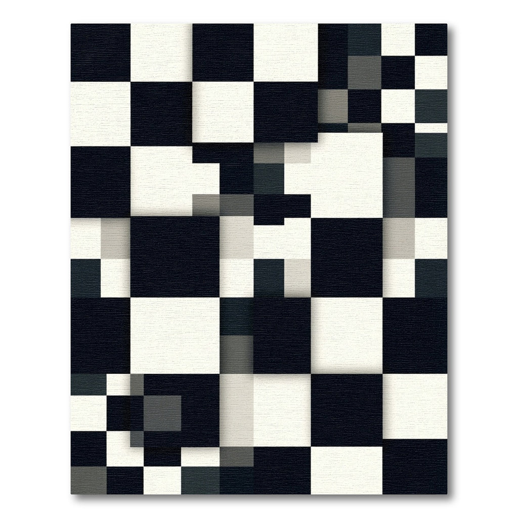 Monochrome Geometric Blocks Overlay Rug