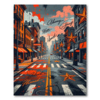 Urban Orange Star Street Splatter Rug