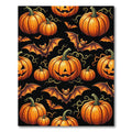 Spooky Orange Jack O Lantern Bat Rug