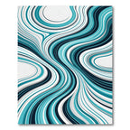 Abstract Teal and Slate Flowing Waves Rug