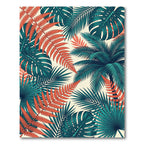 Lush Tropical Teal and Orange Foliage Rug