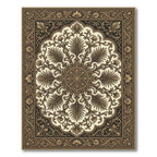 Classic Floral Medallion Brown Ivory Rug