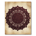 Ornate Deep Crimson Floral Mandala Rug
